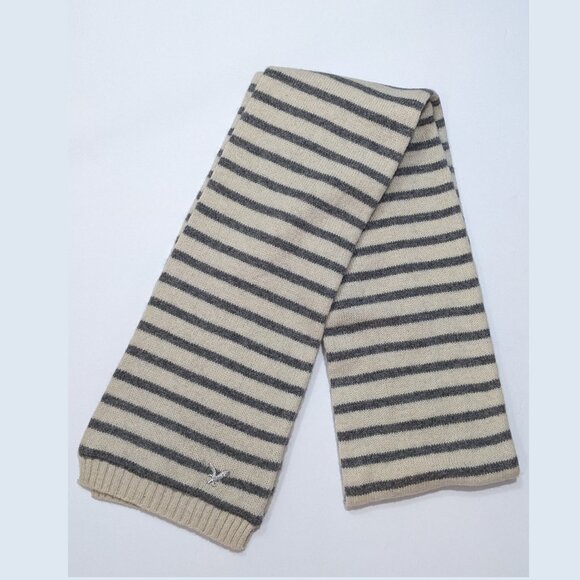 NWT American Eagle Outfitters Striped Knit Scarf Gray Ivory 73” Long Preppy Y2K - Picture 1 of 6